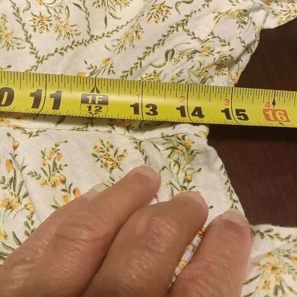 Joie Women's Linen Pants Yellow Floral Wide-Leg Cropped Pockets Beachy Size M - Picture 8 of 10